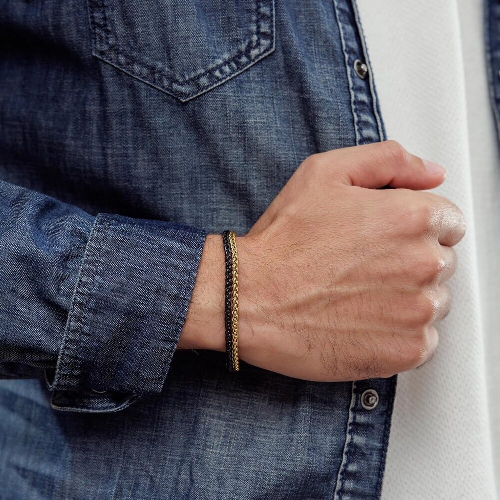 Mens Bracelet Dvir - Stainless Steel for Men, Non Tarnish Rope Chain Bracelets, - Picture 7 of 8